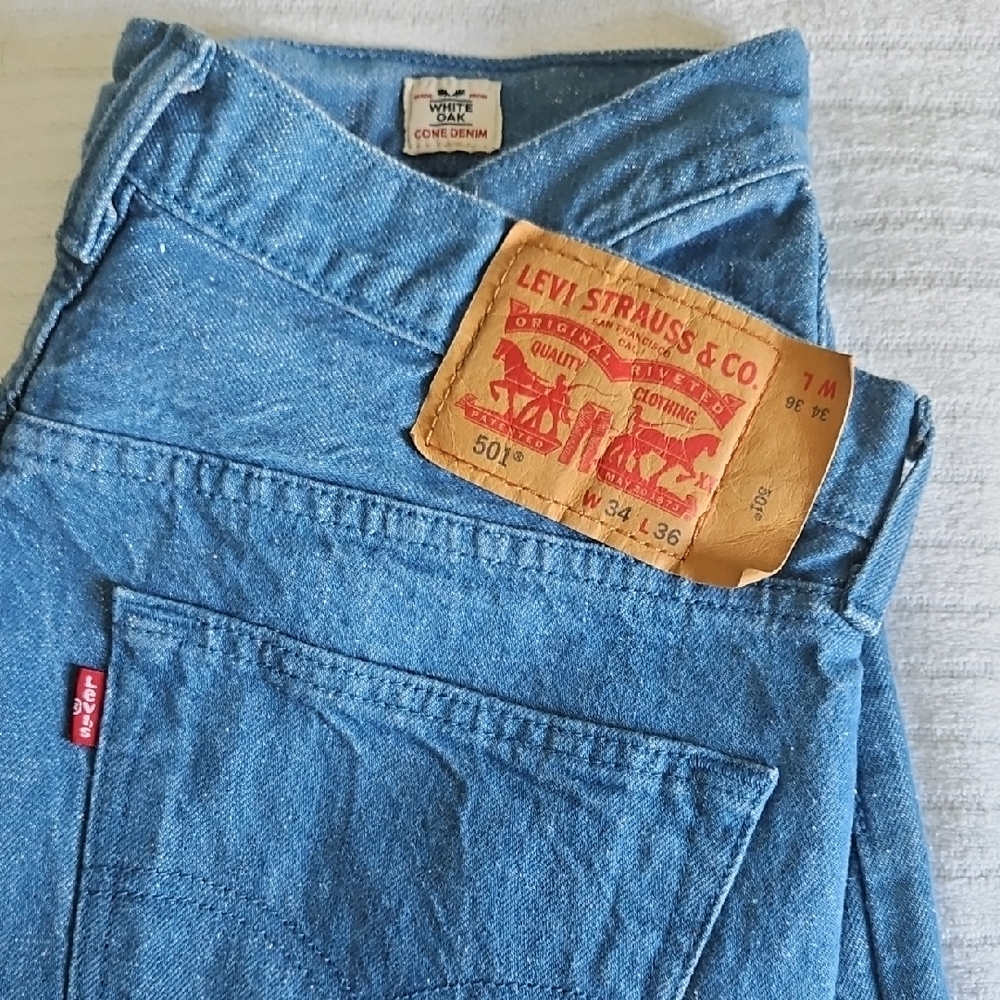 Levi's Blue 501 Straight Jeans - White Oak - Cone Denim